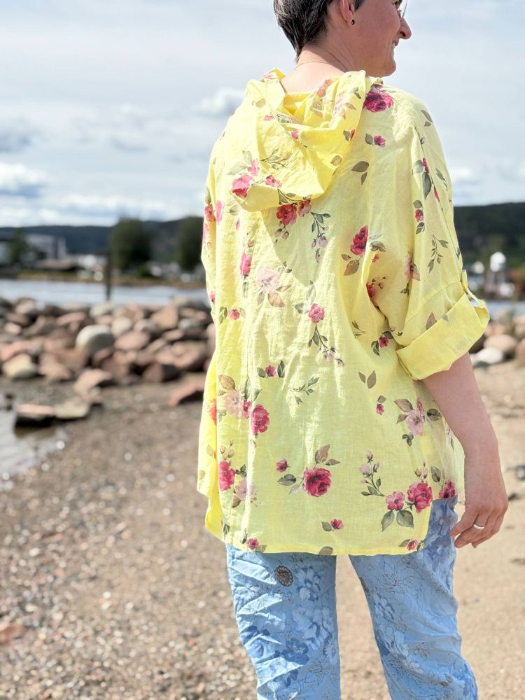 Dame Skjorte gul med blomster print