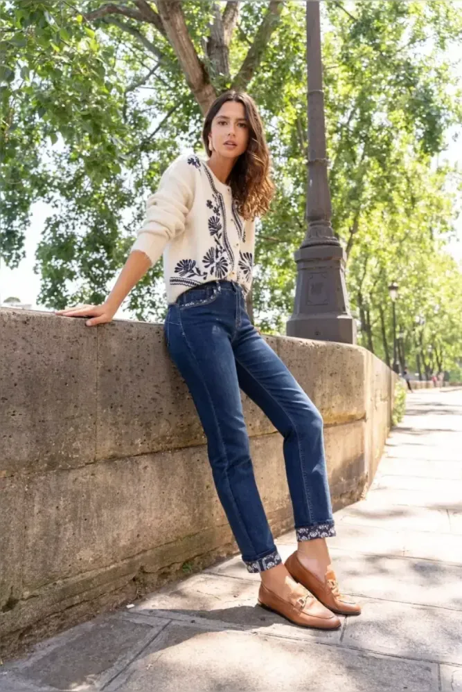 Maison Onado jeans m/sommerfugl