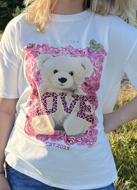 Hovedbilde Dame t-skjorte bamse Rosa