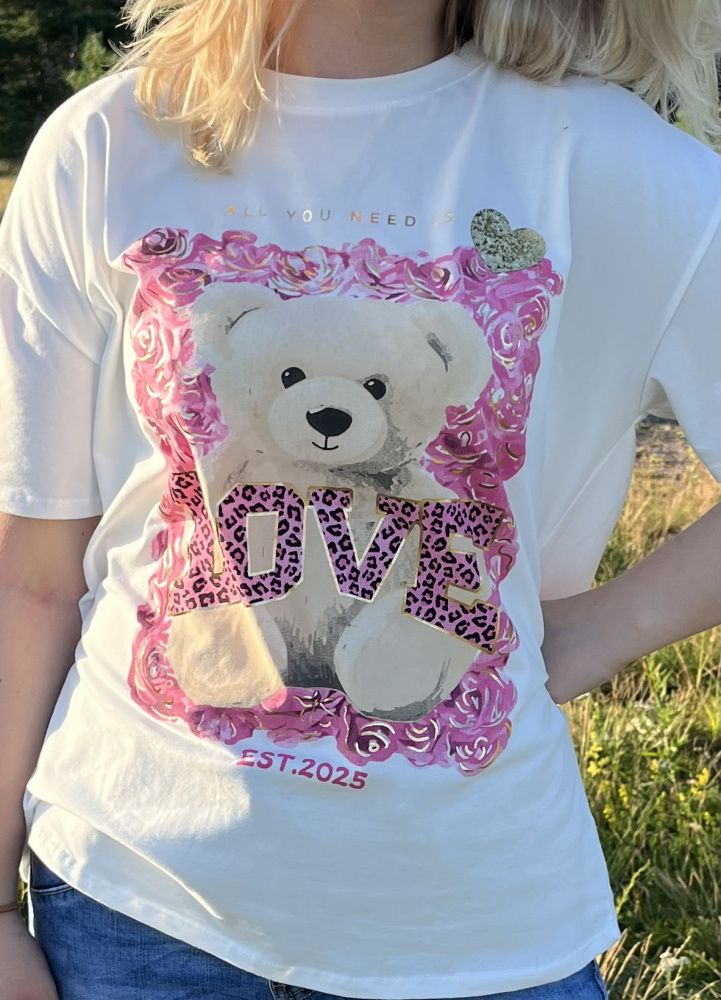 Dame t-skjorte bamse Rosa