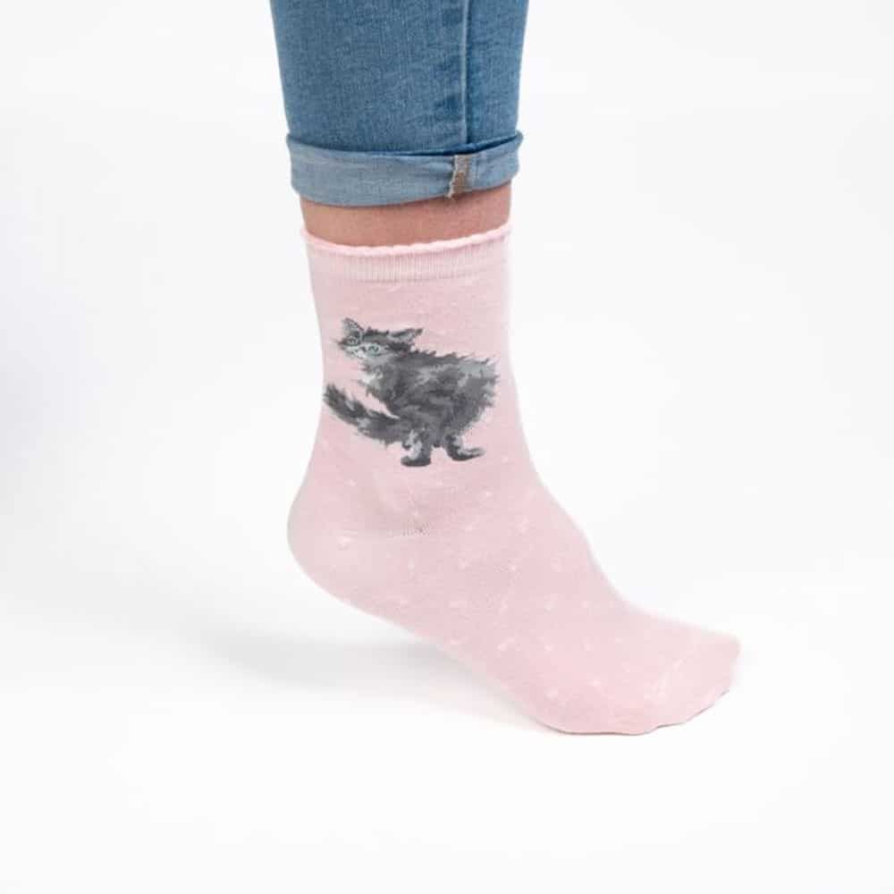 Sokker Dame Glamour Puss kattemotiv